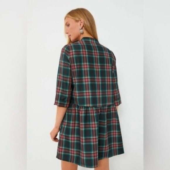 NWT Tuckernuck Festive Plaid Tartan Royal button-up shirt mini dress - M - Picture 4 of 13
